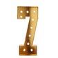 Giant LED Marquee Light Up Number "7", Gold 4ft Pre-Cut Foam Board with 10 Warm White Battery Operated LEDs, Glue Gun and Sticks