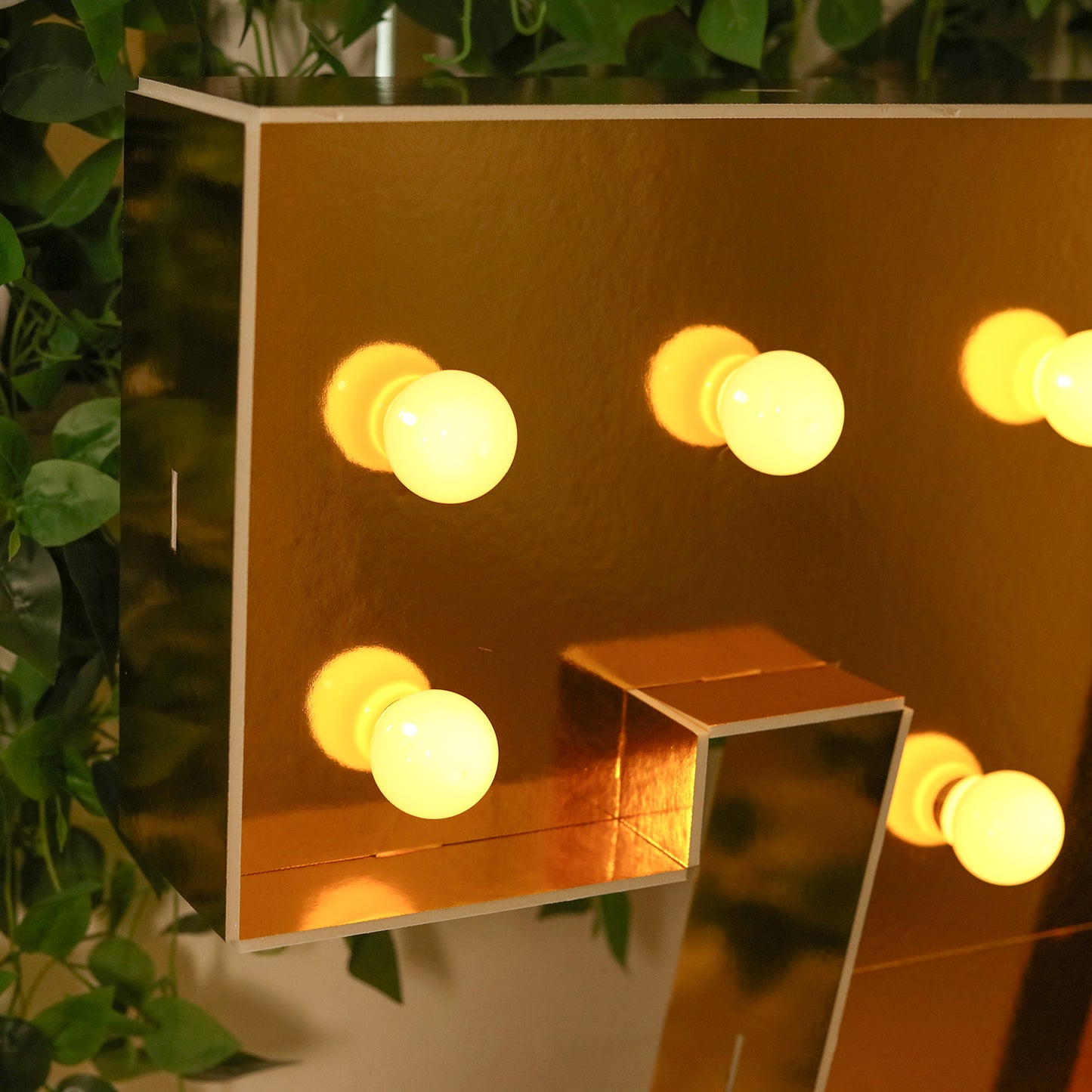 Giant LED Marquee Light Up Number "7", Gold 4ft Pre-Cut Foam Board with 10 Warm White Battery Operated LEDs, Glue Gun and Sticks