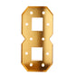 Giant LED Marquee Light Up Number "8", Gold 4ft Pre-Cut Foam Board with 10 Warm White Battery Operated LEDs, Glue Gun and Sticks