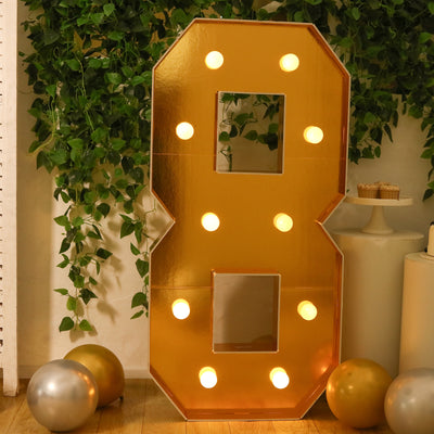 4ft Gold LED Marquee Number 8