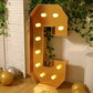 Giant LED Marquee Light Up Letter "C", Gold 4ft Pre-Cut Foam Board with 10 Warm White Battery Operated LEDs, Glue Gun and Sticks