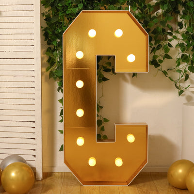 4ft Gold Marquee Letter C Light Up Sign