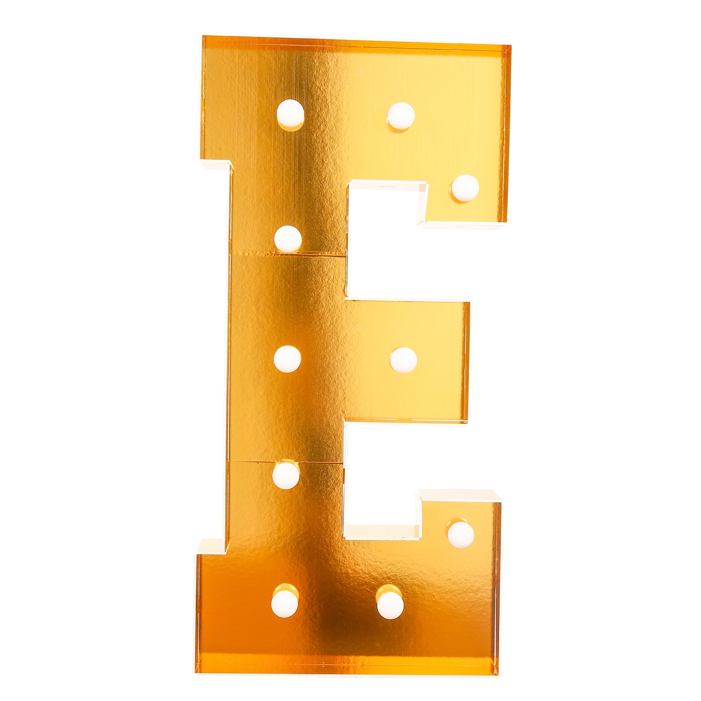 Giant LED Marquee Light Up Letter "E", Gold 4ft Pre-Cut Foam Board with 10 Warm White Battery Operated LEDs, Glue Gun and Sticks