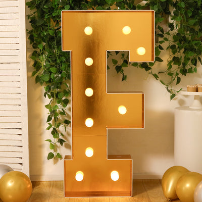 4ft Gold Marquee Letter F Light Up Sign