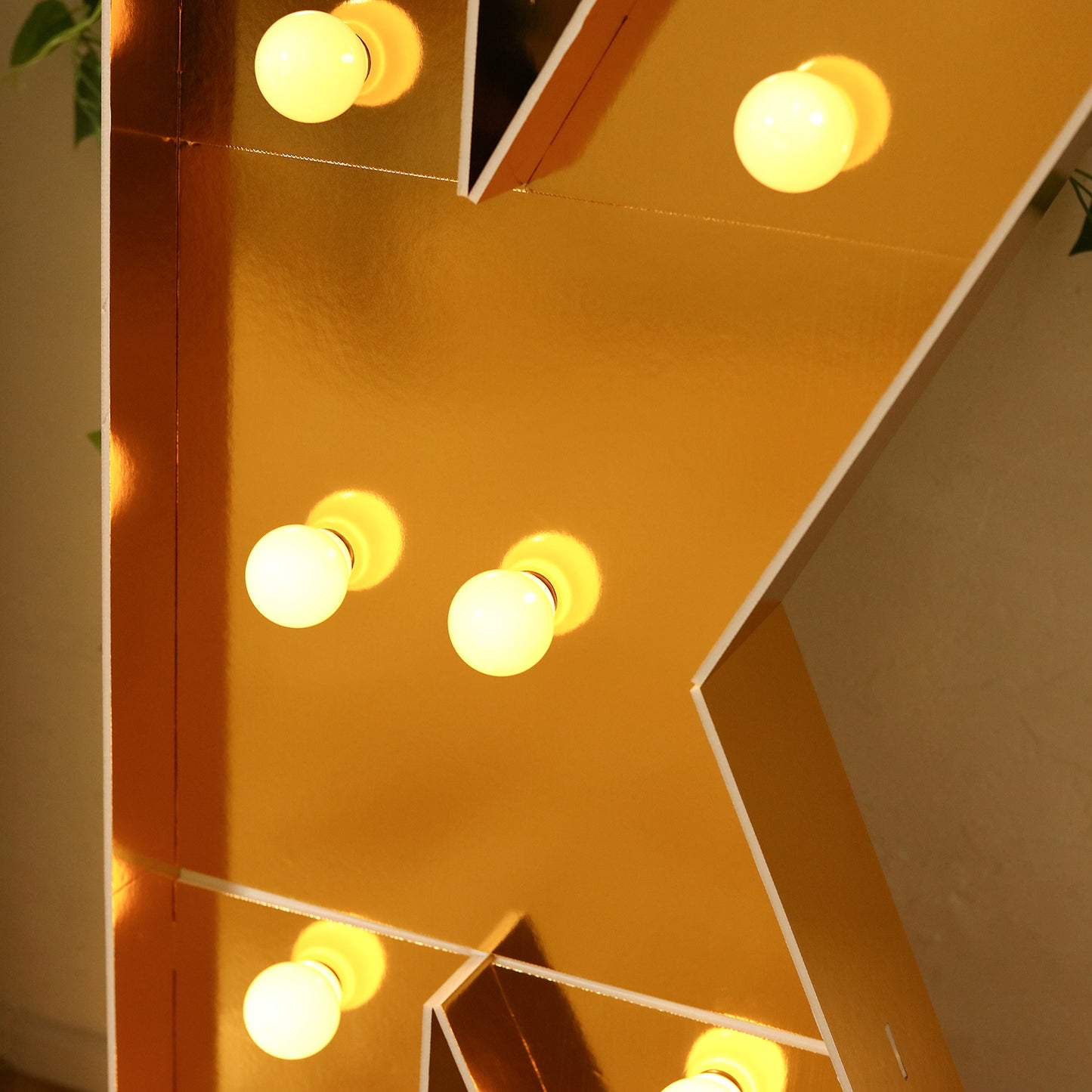 Giant LED Marquee Light Up Letter "K", Gold 4ft Pre-Cut Foam Board with 10 Warm White Battery Operated LEDs, Glue Gun and Sticks
