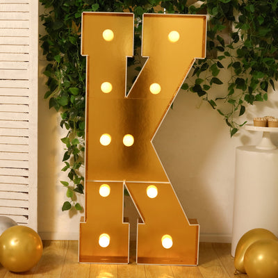 4ft Gold Marquee Letter K Light Up Sign