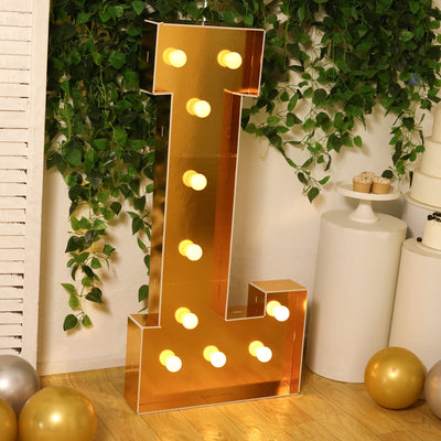 4ft Gold Marquee Letter L Light Up Sign