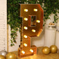 Giant LED Marquee Light Up Letter "P", Gold 4ft Pre-Cut Foam Board with 10 Warm White Battery Operated LEDs, Glue Gun and Sticks