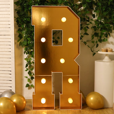 4ft Gold Marquee Letter R Light Up Sign