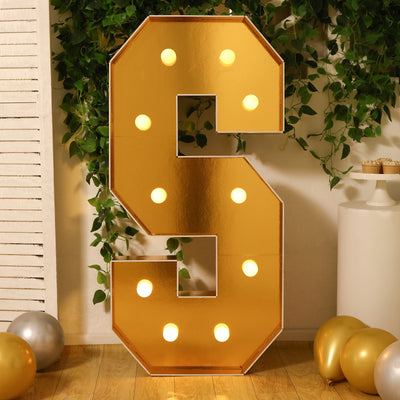 4ft Gold Marquee Letter S Light Up Sign