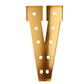 Giant LED Marquee Light Up Letter "V", Gold 4ft Pre-Cut Foam Board with 10 Warm White Battery Operated LEDs, Glue Gun and Sticks