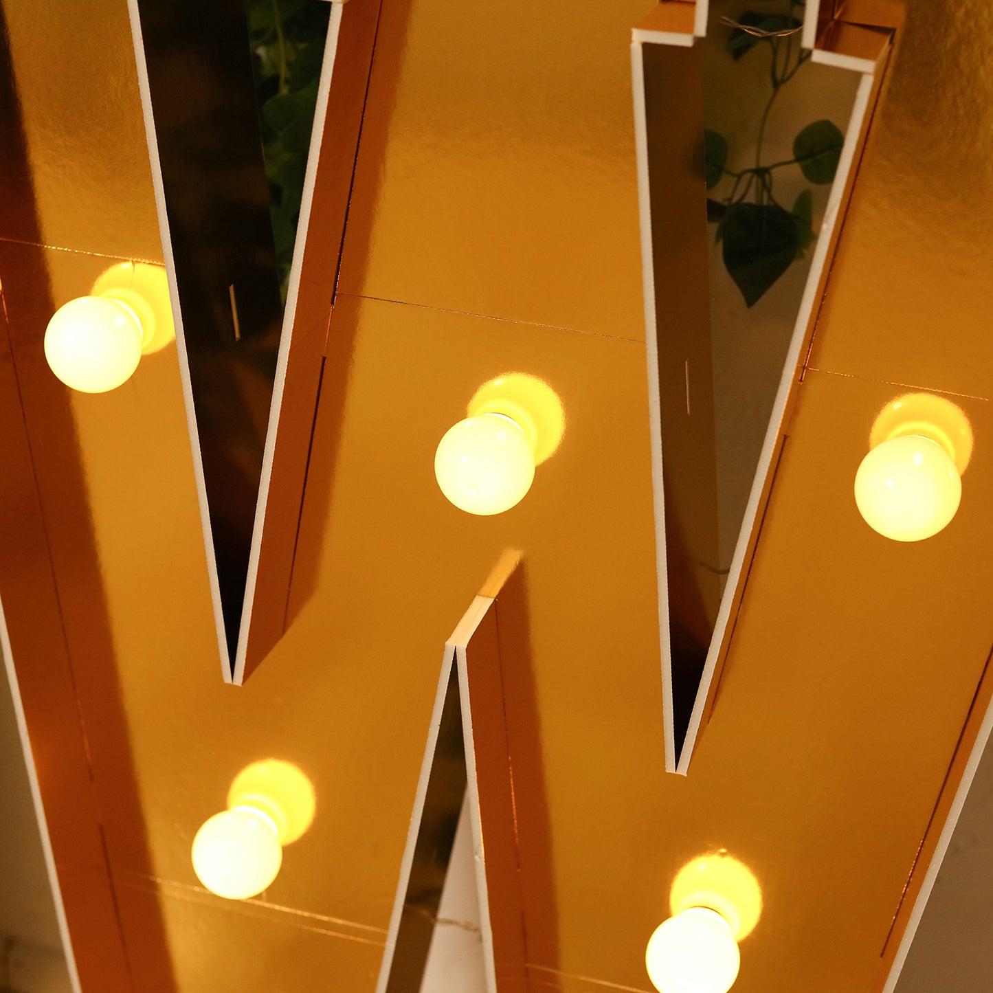 Giant LED Marquee Light Up Letter "W", Gold 4ft Pre-Cut Foam Board with 10 Warm White Battery Operated LEDs, Glue Gun and Sticks