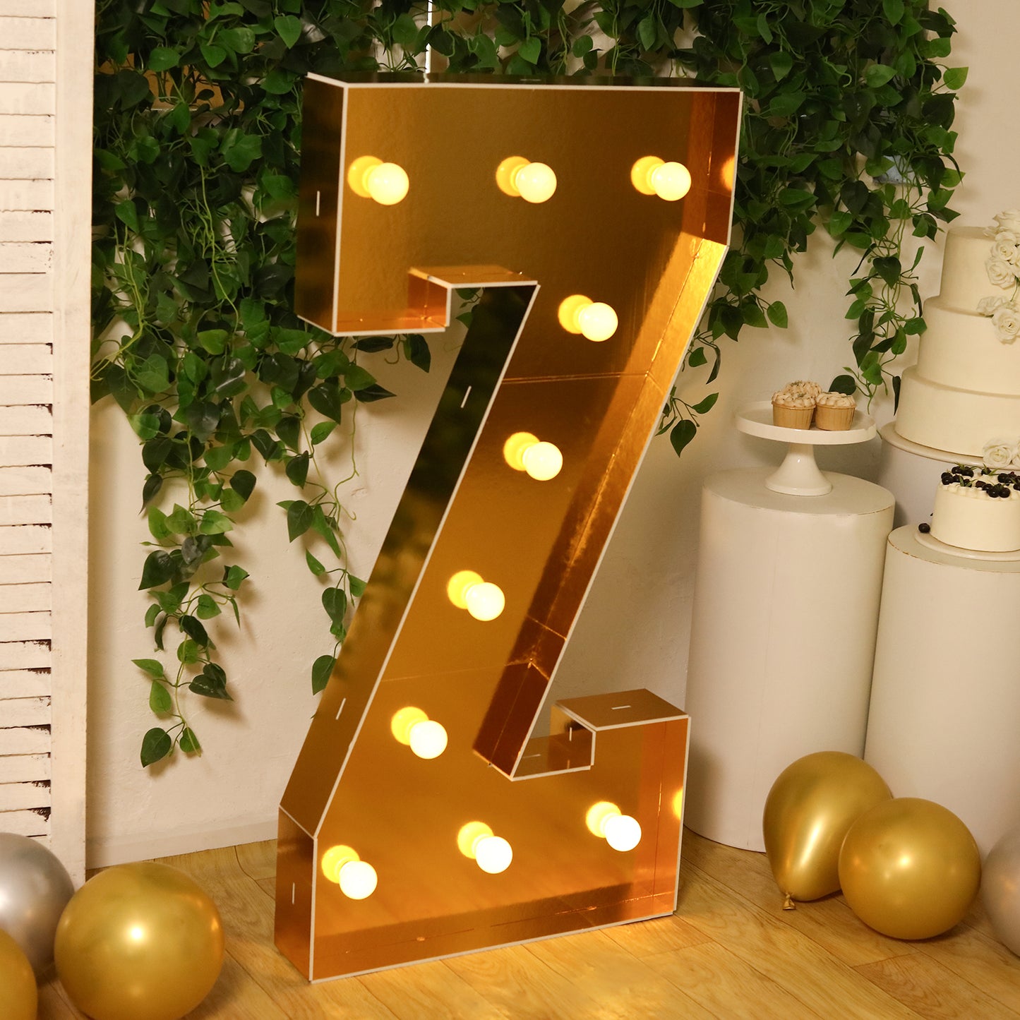 Giant LED Marquee Light Up Letter "Z", Gold 4ft Pre-Cut Foam Board with 10 Warm White Battery Operated LEDs, Glue Gun and Sticks