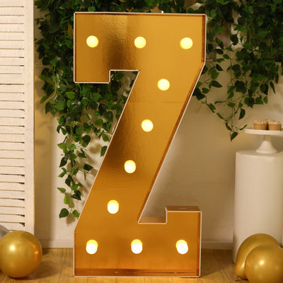 4ft Gold Marquee Letter Z Light Up Sign