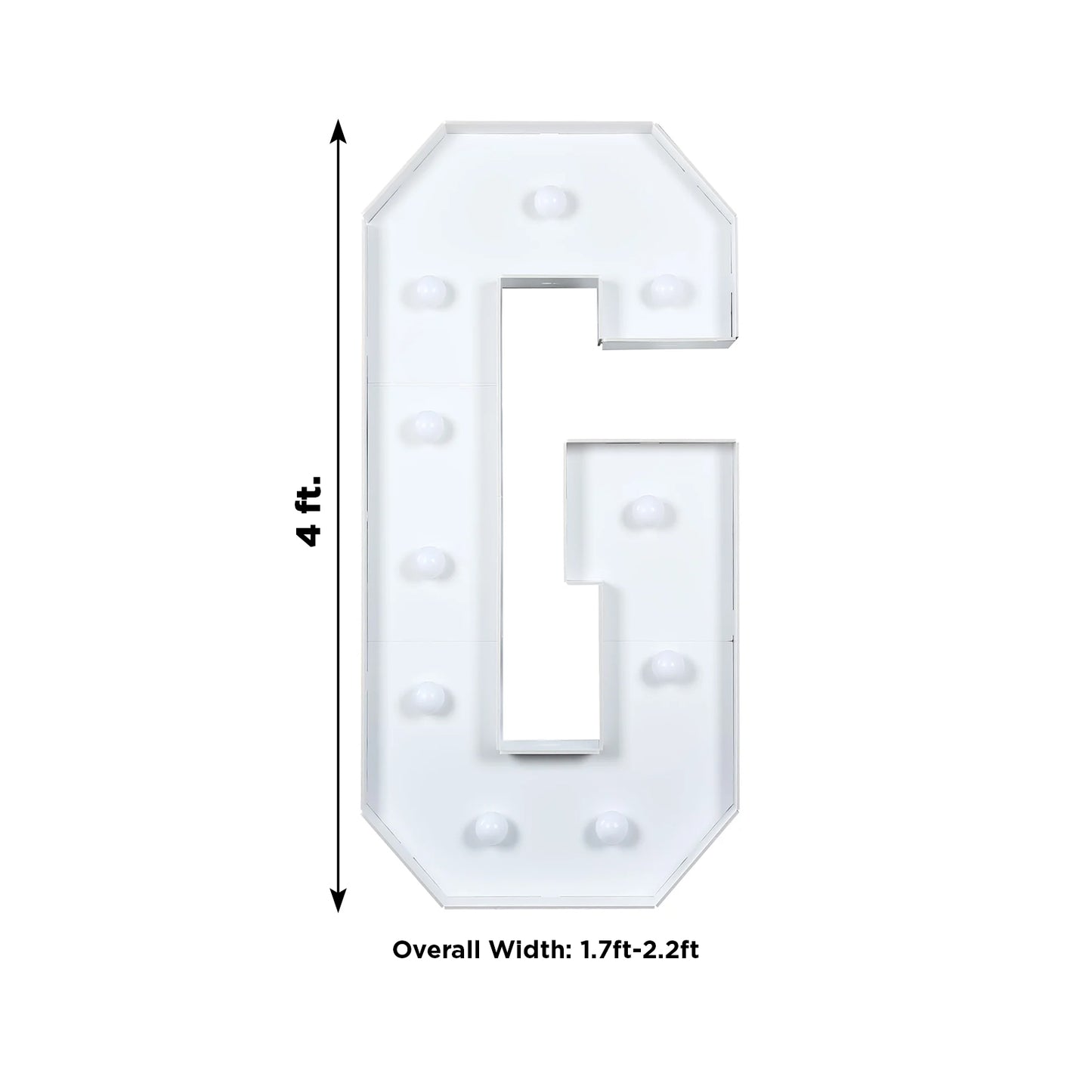 Giant LED Marquee Light Up Letter "G", White 4ft Pre-Cut Foam Board with 10 Warm White Battery Operated LEDs, Glue Gun and Sticks