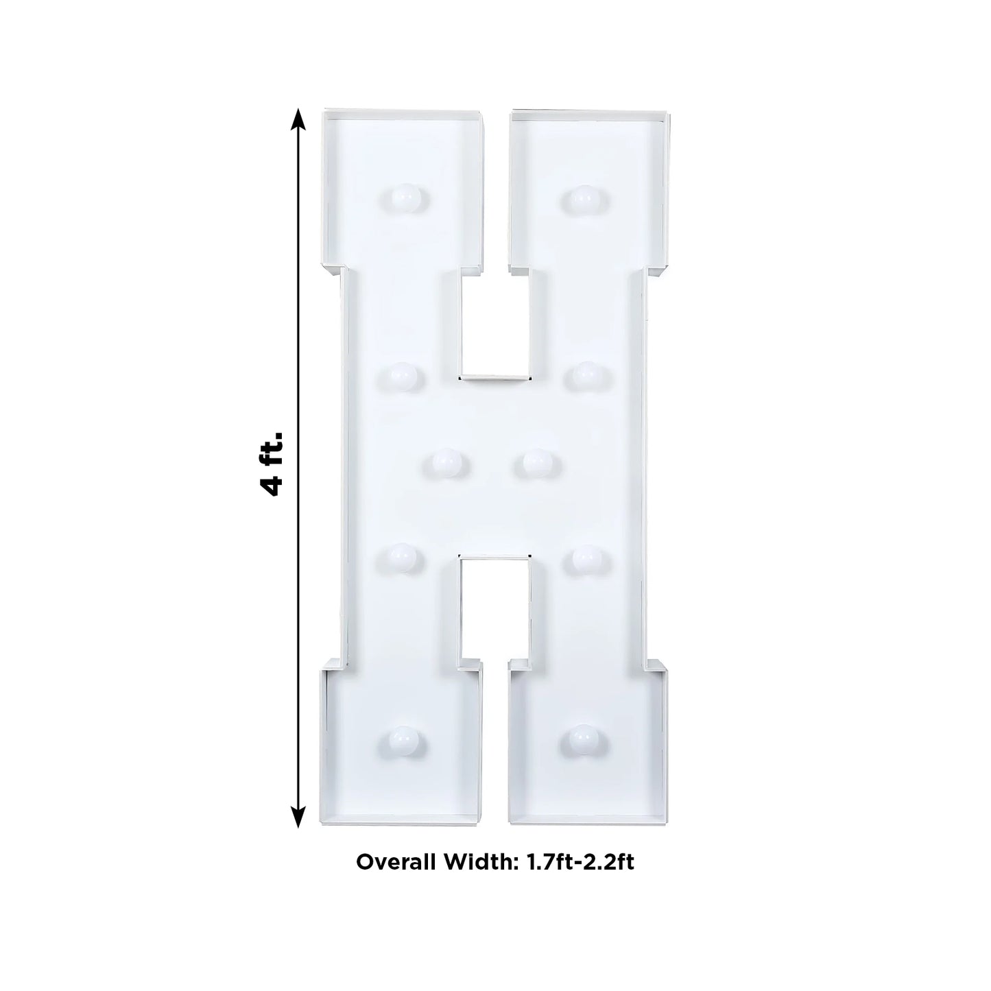 Giant LED Marquee Light Up Letter "H", White 4ft Pre-Cut Foam Board with 10 Warm White Battery Operated LEDs, Glue Gun and Sticks