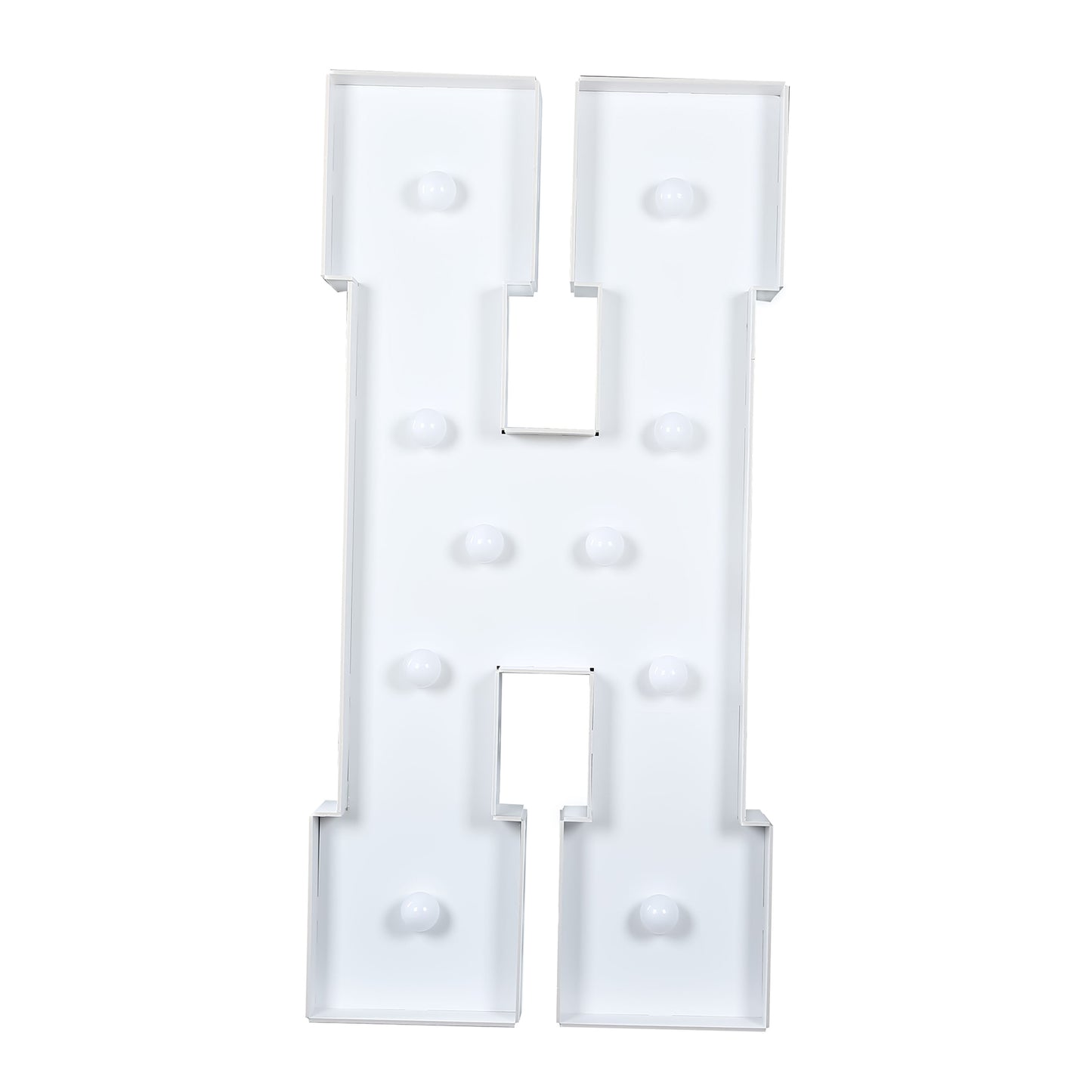 Giant LED Marquee Light Up Letter "H", White 4ft Pre-Cut Foam Board with 10 Warm White Battery Operated LEDs, Glue Gun and Sticks