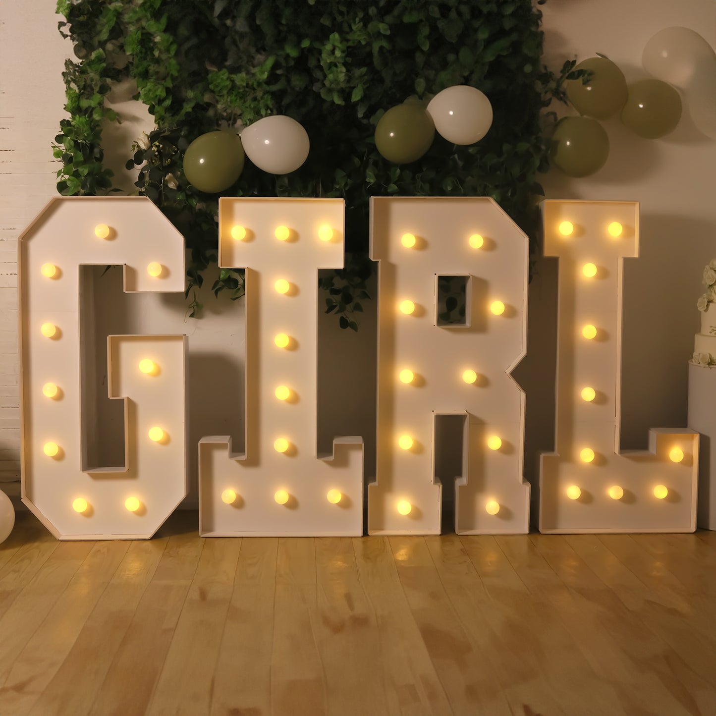 Giant LED Marquee Light Up Letter "I", White 4ft Pre-Cut Foam Board with 10 Warm White Battery Operated LEDs, Glue Gun and Sticks