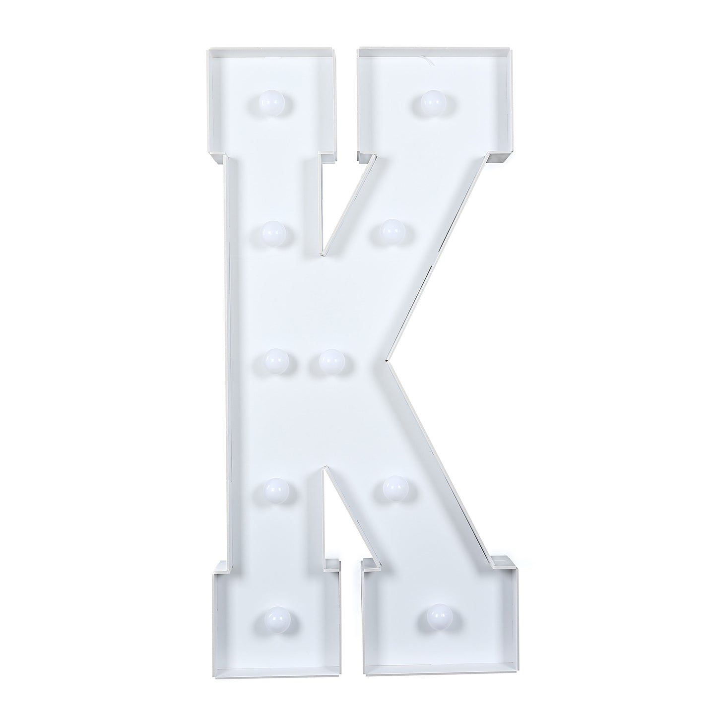 Giant LED Marquee Light Up Letter "K", White 4ft Pre-Cut Foam Board with 10 Warm White Battery Operated LEDs, Glue Gun and Sticks