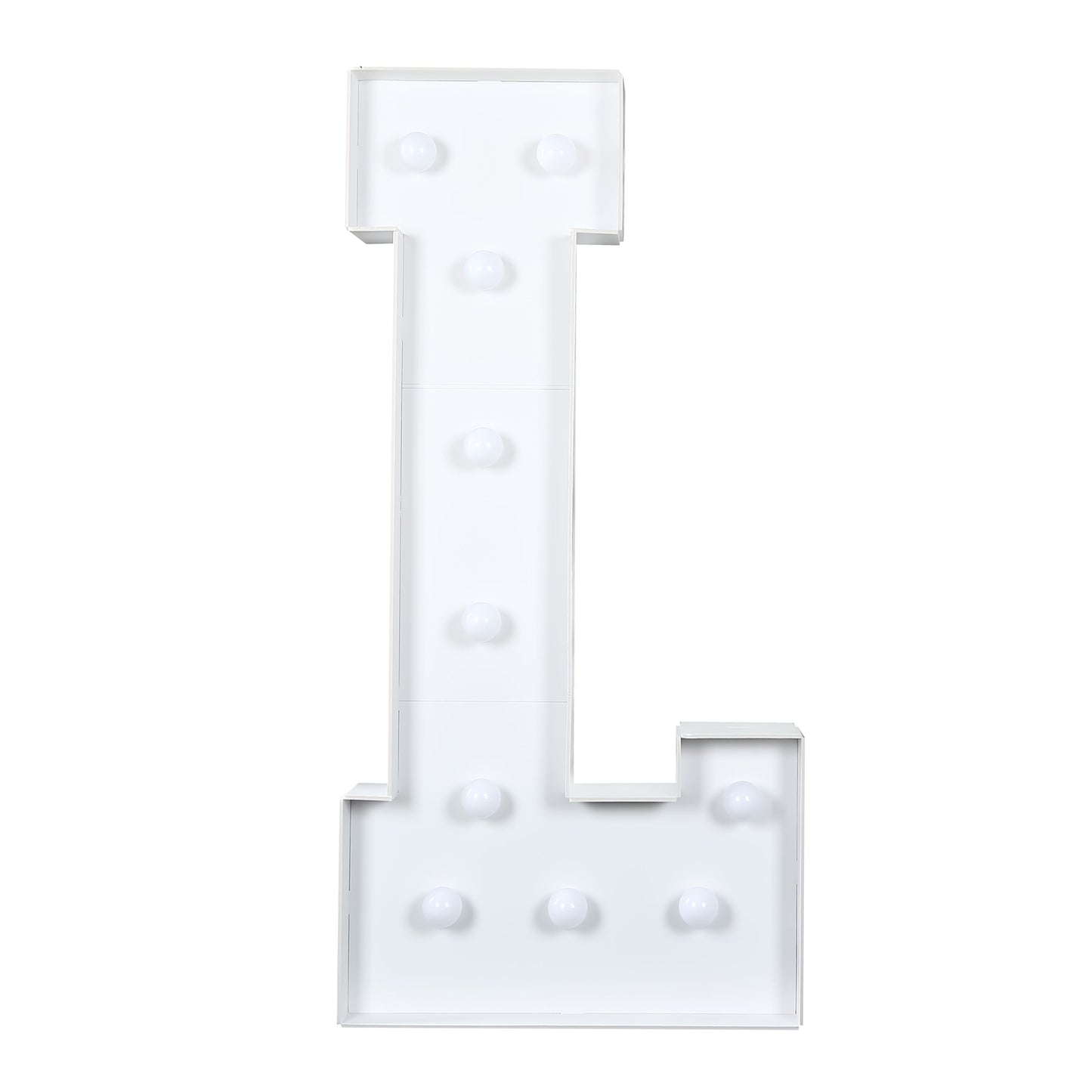 Giant LED Marquee Light Up Letter "L", White 4ft Pre-Cut Foam Board with 10 Warm White Battery Operated LEDs, Glue Gun and Sticks