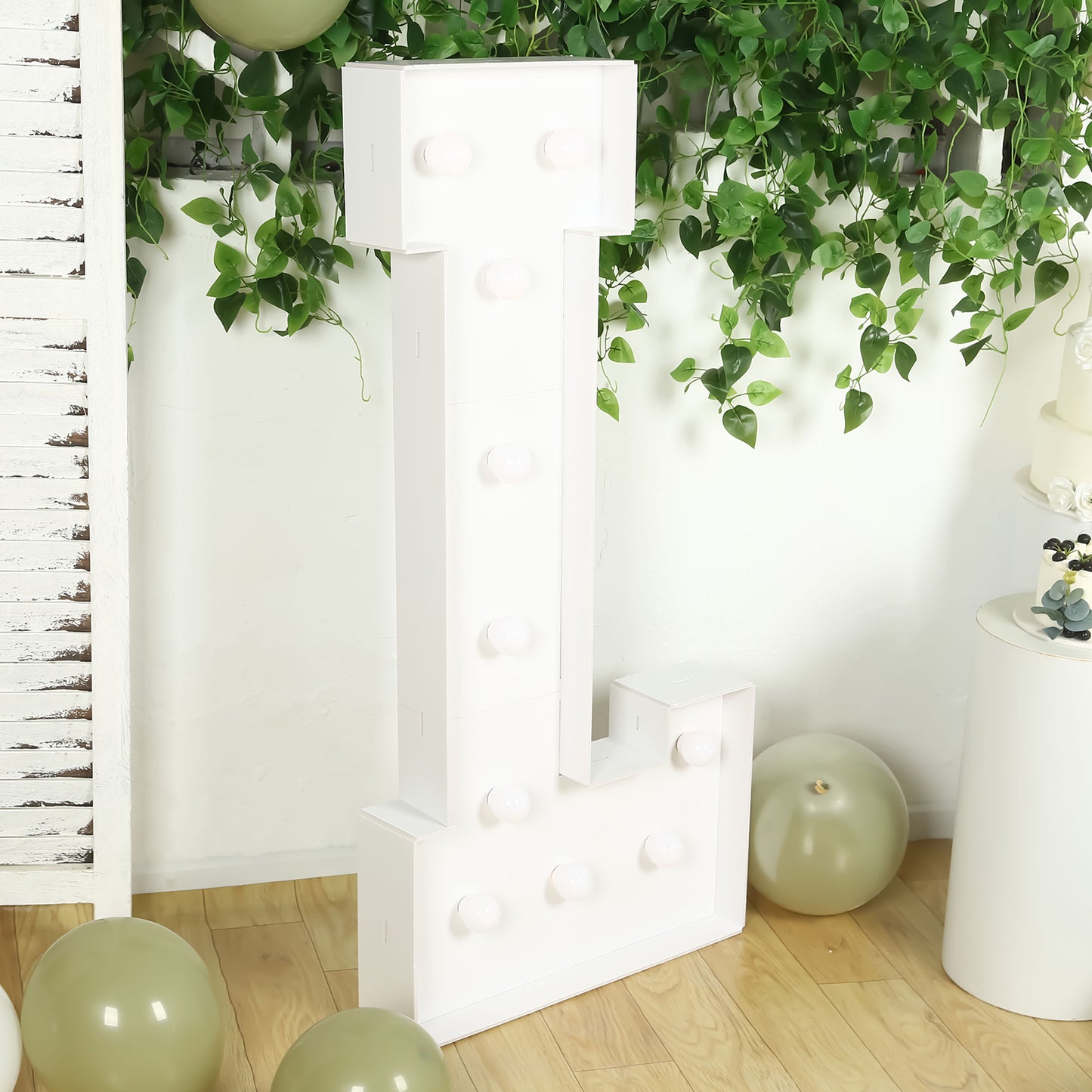 Giant LED Marquee Light Up Letter "L", White 4ft Pre-Cut Foam Board with 10 Warm White Battery Operated LEDs, Glue Gun and Sticks