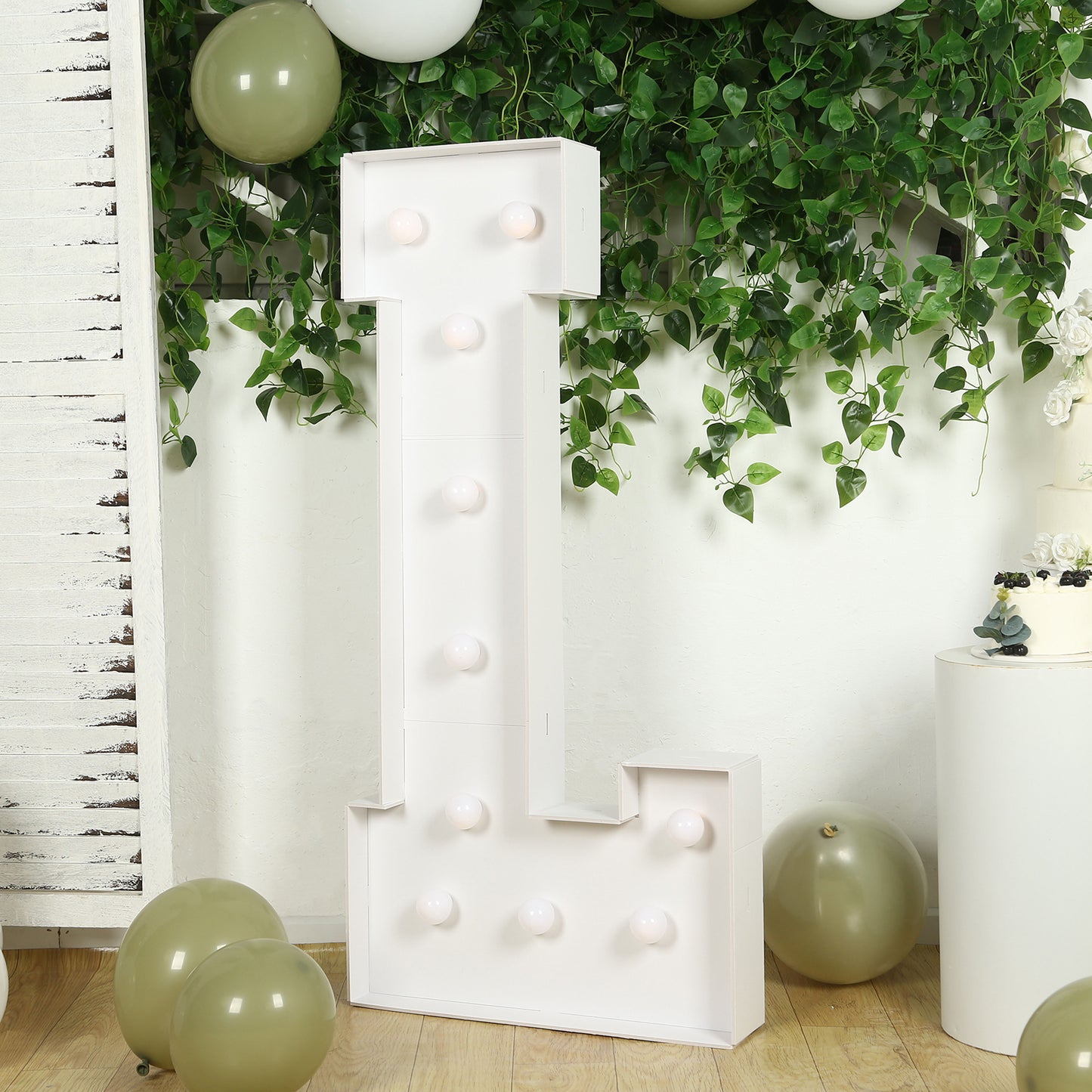 Giant LED Marquee Light Up Letter "L", White 4ft Pre-Cut Foam Board with 10 Warm White Battery Operated LEDs, Glue Gun and Sticks