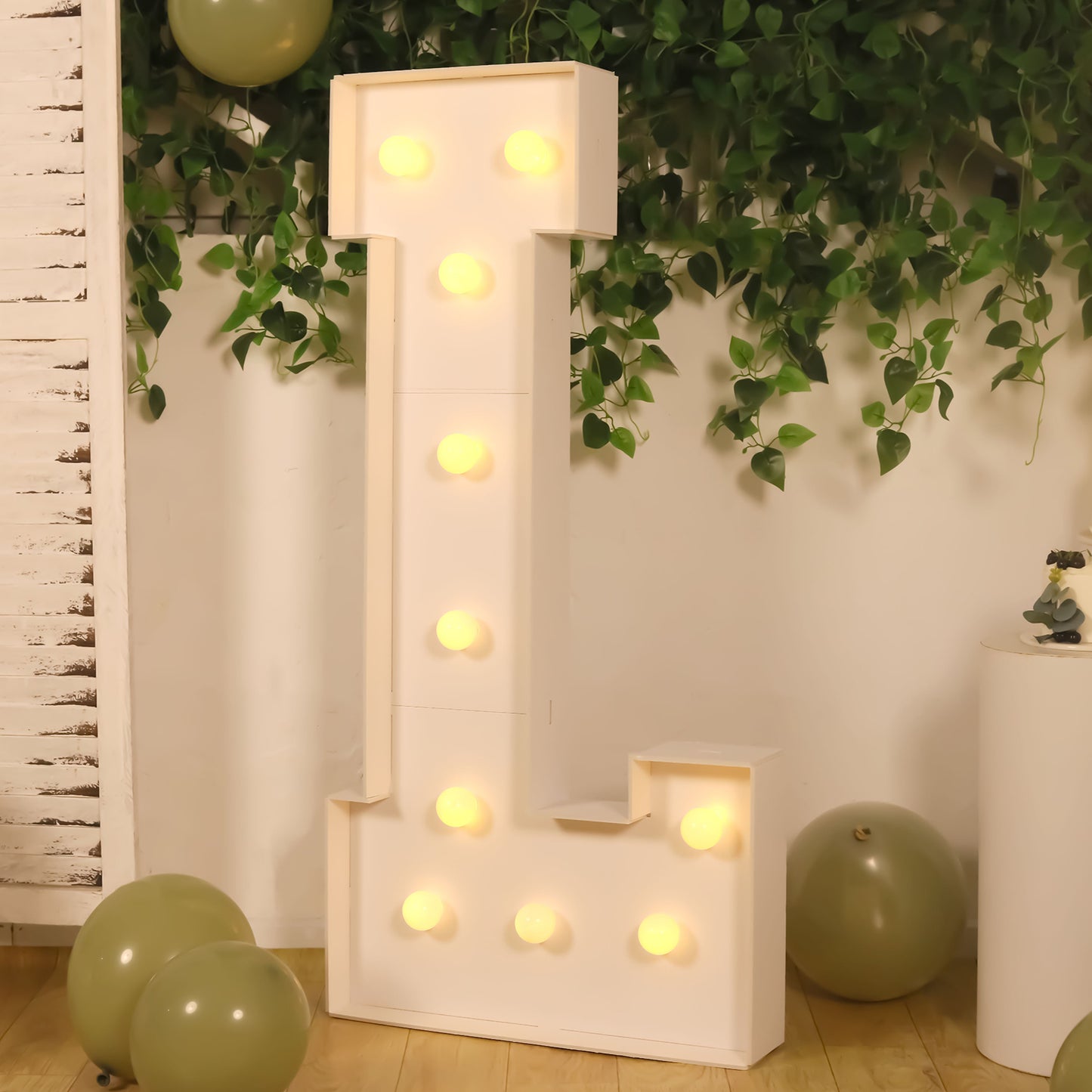 Giant LED Marquee Light Up Letter "L", White 4ft Pre-Cut Foam Board with 10 Warm White Battery Operated LEDs, Glue Gun and Sticks