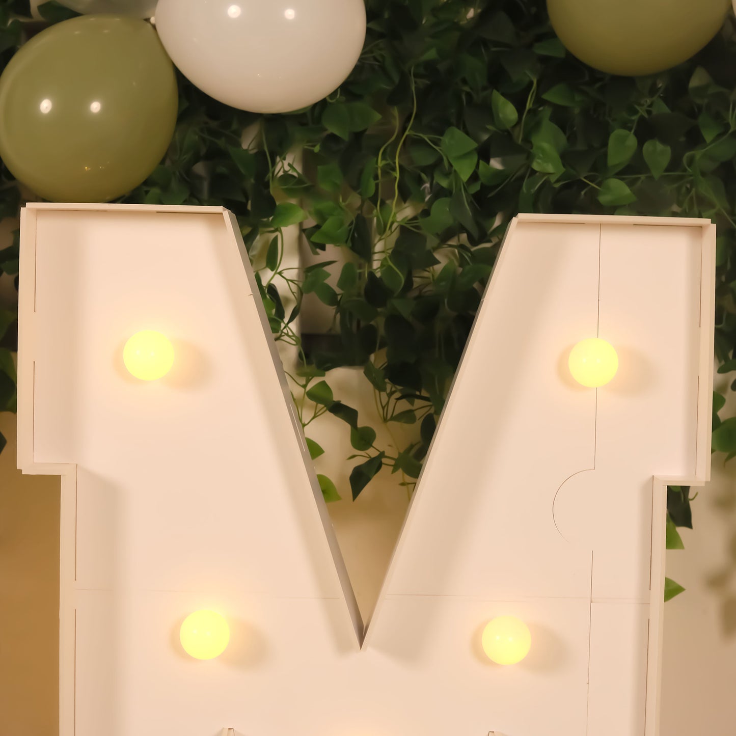 Giant LED Marquee Light Up Letter "M", White 4ft Pre-Cut Foam Board with 10 Warm White Battery Operated LEDs, Glue Gun and Sticks