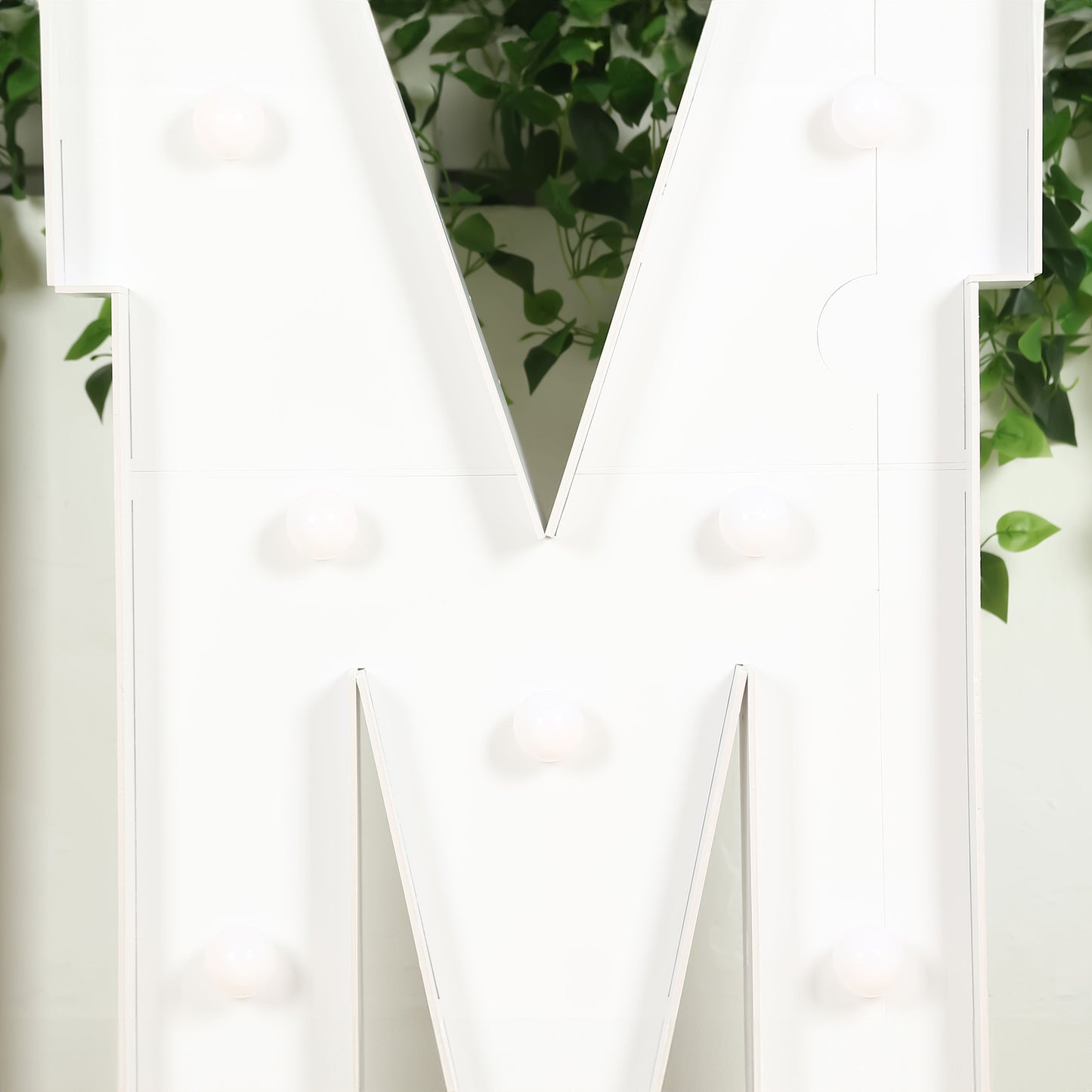 Giant LED Marquee Light Up Letter "M", White 4ft Pre-Cut Foam Board with 10 Warm White Battery Operated LEDs, Glue Gun and Sticks