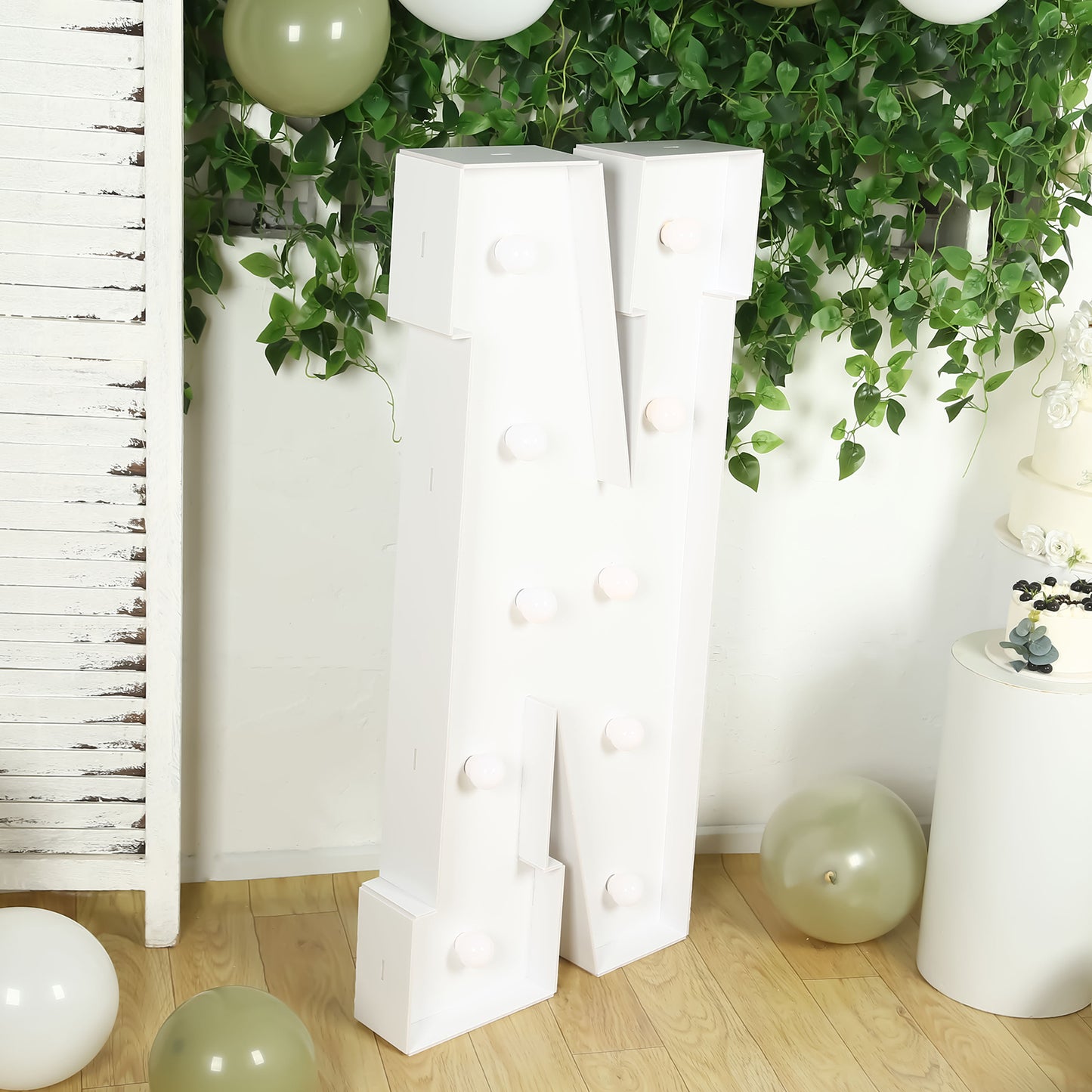 Giant LED Marquee Light Up Letter "N", White 4ft Pre-Cut Foam Board with 10 Warm White Battery Operated LEDs, Glue Gun and Sticks