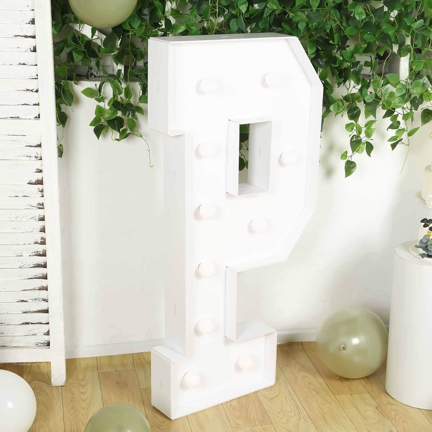 Giant LED Marquee Light Up Letter "P", White 4ft Pre-Cut Foam Board with 10 Warm White Battery Operated LEDs, Glue Gun and Sticks