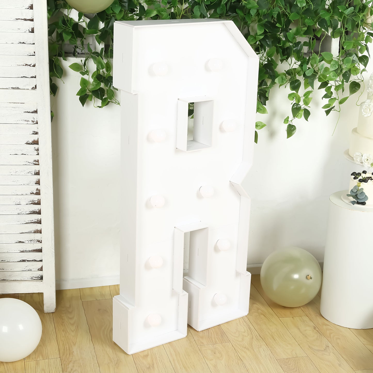 Giant LED Marquee Light Up Letter "R", White 4ft Pre-Cut Foam Board with 10 Warm White Battery Operated LEDs, Glue Gun and Sticks