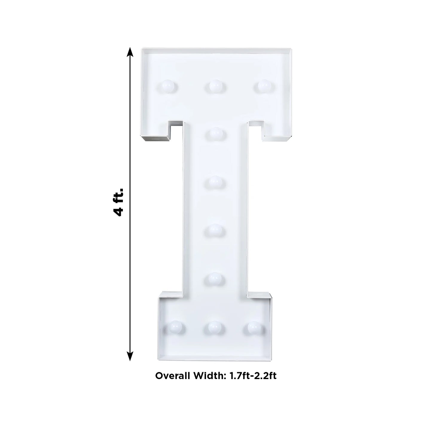 Giant LED Marquee Light Up Letter "T", White 4ft Pre-Cut Foam Board with 10 Warm White Battery Operated LEDs, Glue Gun and Sticks