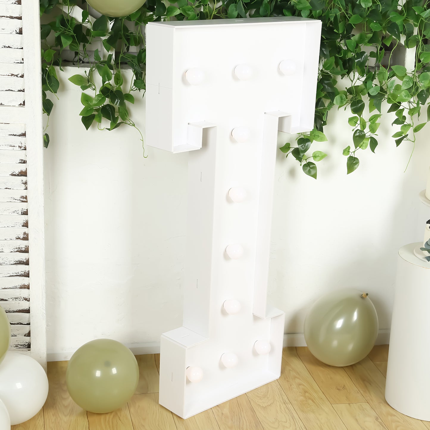 Giant LED Marquee Light Up Letter "T", White 4ft Pre-Cut Foam Board with 10 Warm White Battery Operated LEDs, Glue Gun and Sticks