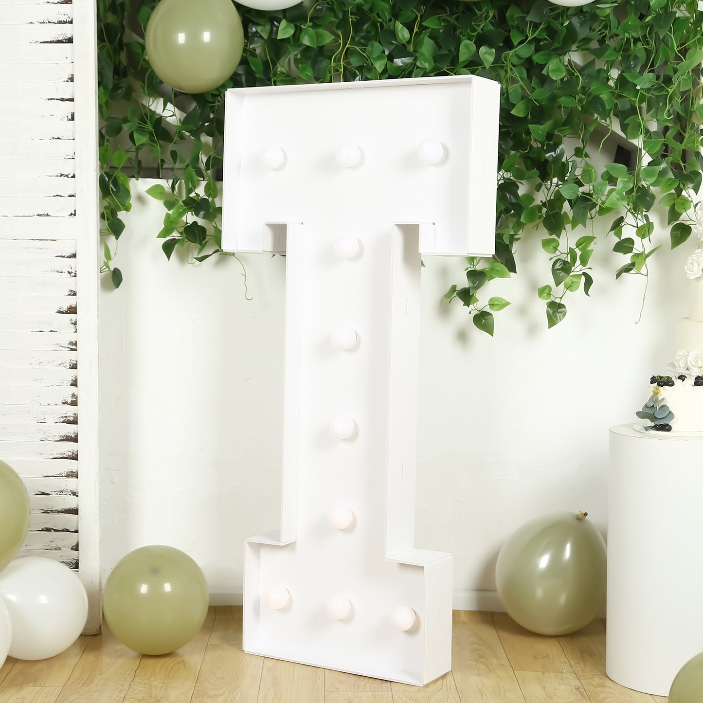 Giant LED Marquee Light Up Letter "T", White 4ft Pre-Cut Foam Board with 10 Warm White Battery Operated LEDs, Glue Gun and Sticks