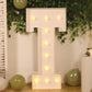 Giant LED Marquee Light Up Letter "T", White 4ft Pre-Cut Foam Board with 10 Warm White Battery Operated LEDs, Glue Gun and Sticks