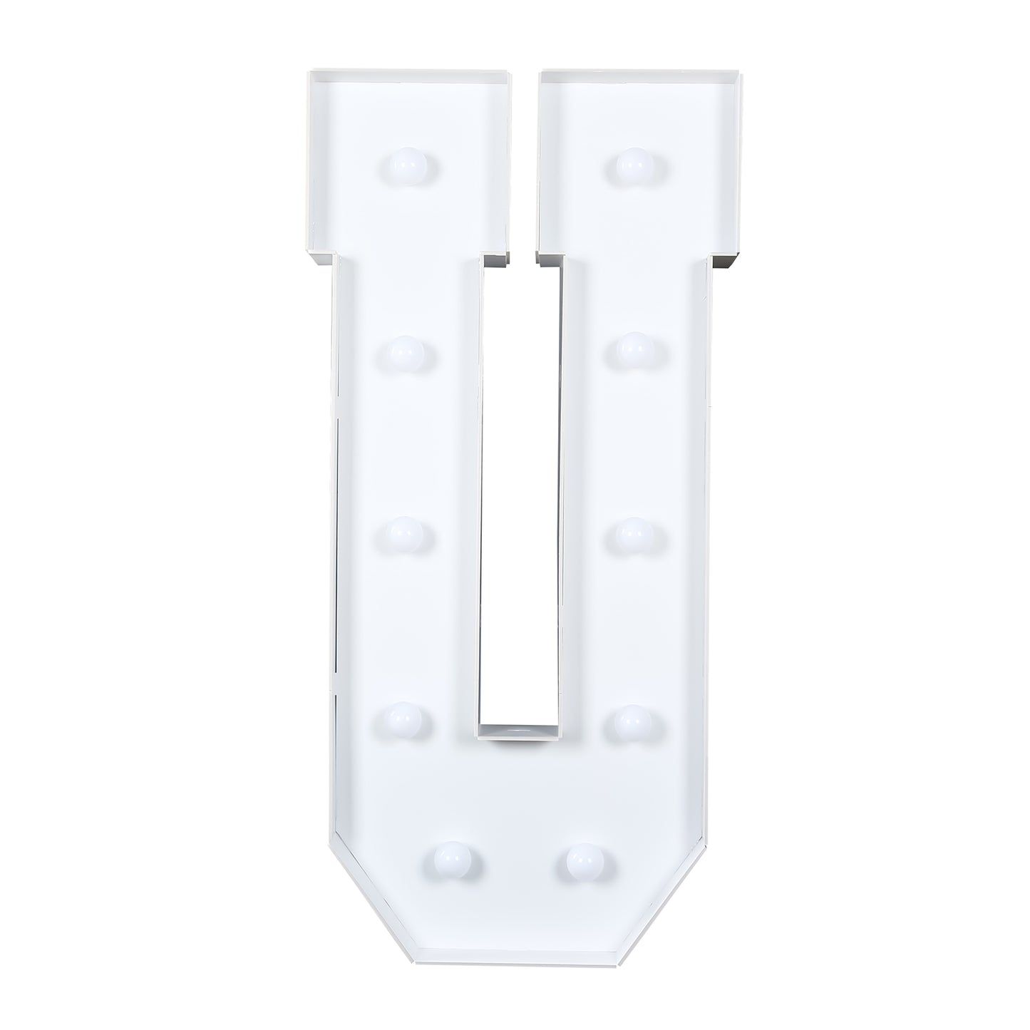 Giant LED Marquee Light Up Letter "U", White 4ft Pre-Cut Foam Board with 10 Warm White Battery Operated LEDs, Glue Gun and Sticks