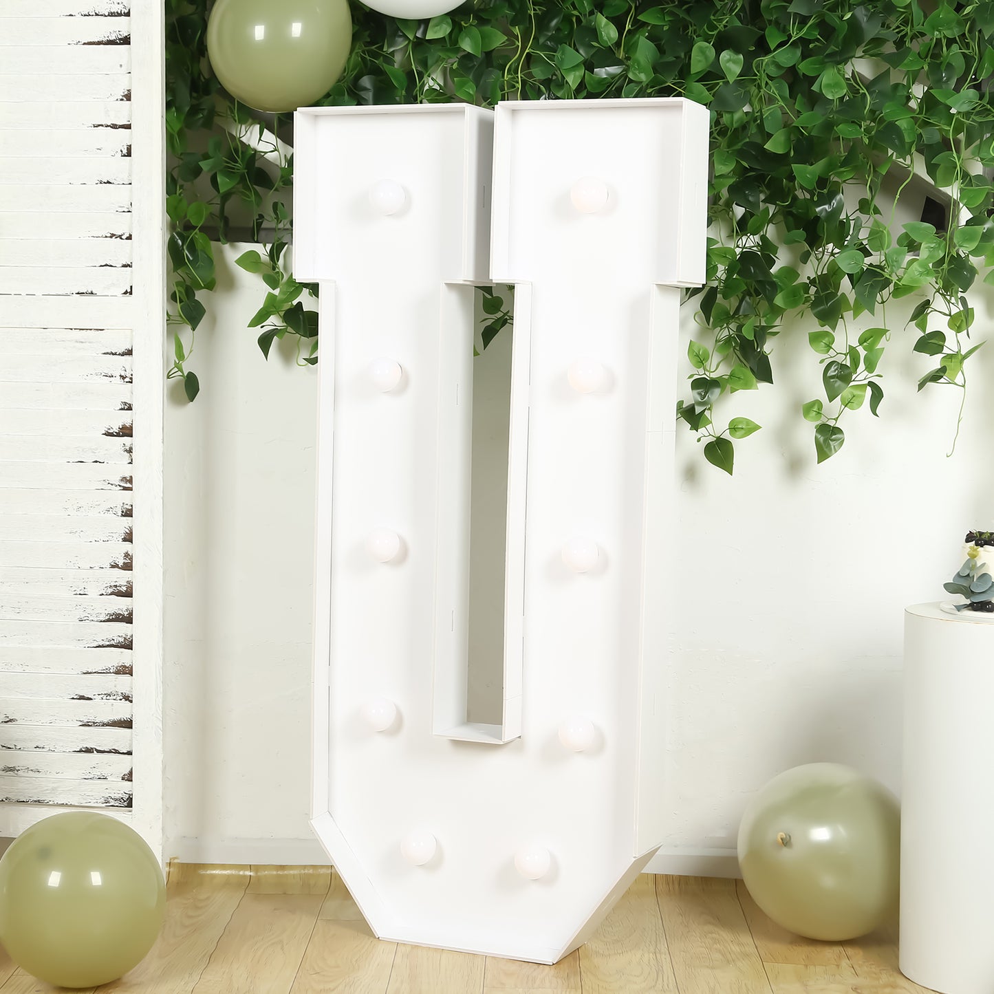 Giant LED Marquee Light Up Letter "U", White 4ft Pre-Cut Foam Board with 10 Warm White Battery Operated LEDs, Glue Gun and Sticks