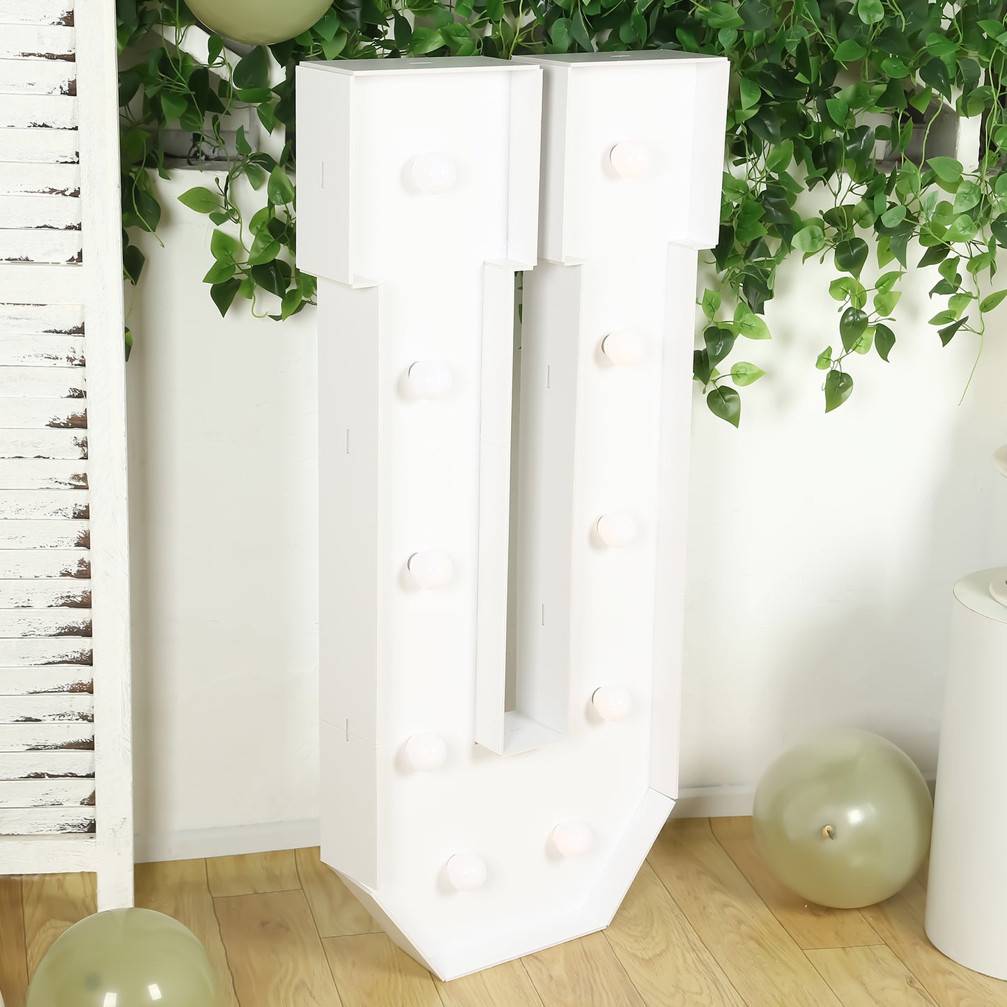 Giant LED Marquee Light Up Letter "U", White 4ft Pre-Cut Foam Board with 10 Warm White Battery Operated LEDs, Glue Gun and Sticks