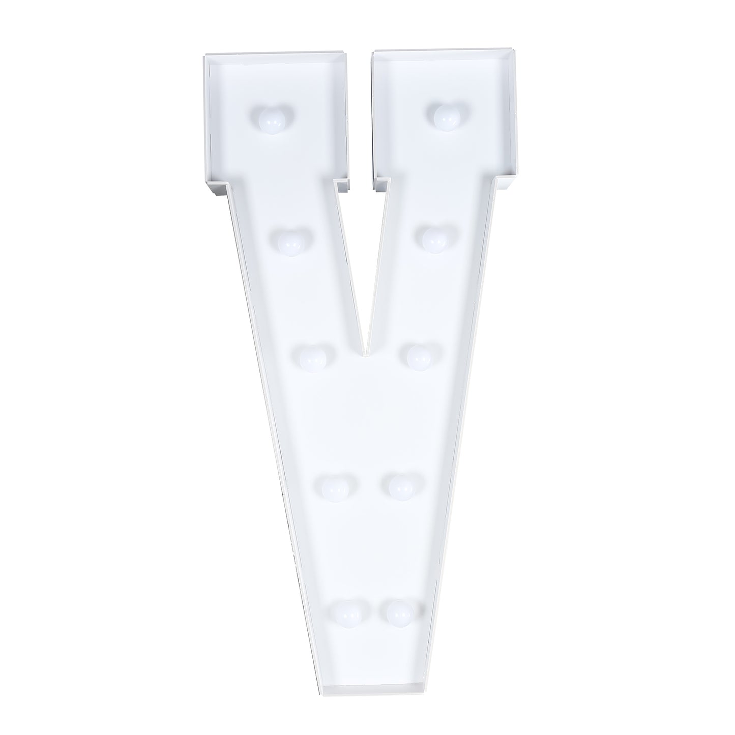 Giant LED Marquee Light Up Letter "V", White 4ft Pre-Cut Foam Board with 10 Warm White Battery Operated LEDs, Glue Gun and Sticks