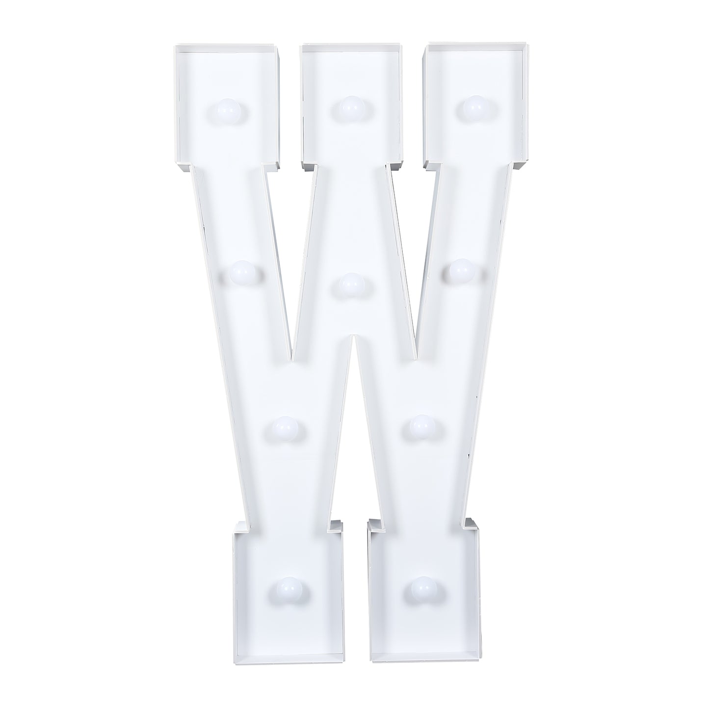 Giant LED Marquee Light Up Letter "W", White 4ft Pre-Cut Foam Board with 10 Warm White Battery Operated LEDs, Glue Gun and Sticks