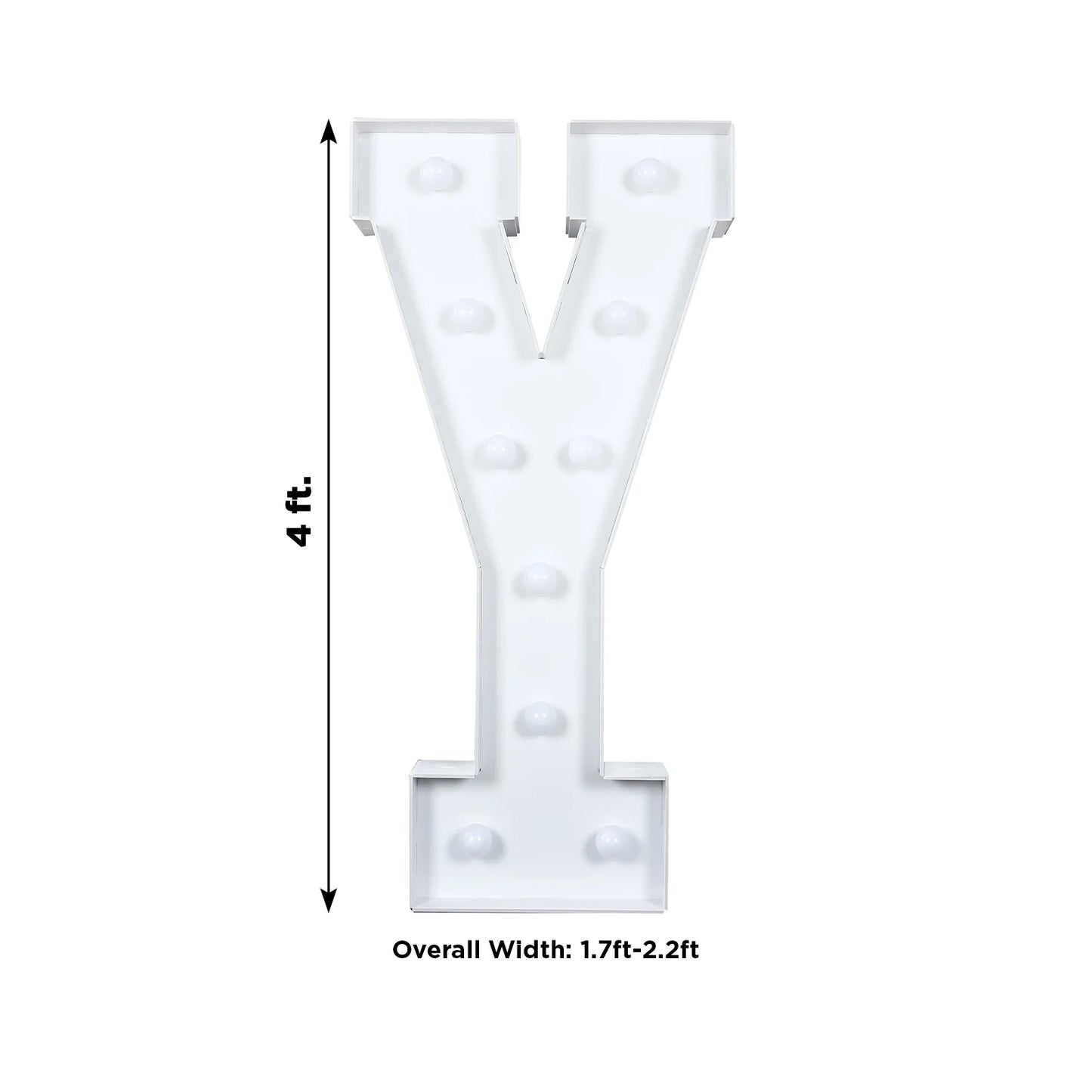 Giant LED Marquee Light Up Letter "Y", White 4ft Pre-Cut Foam Board with 10 Warm White Battery Operated LEDs, Glue Gun and Sticks