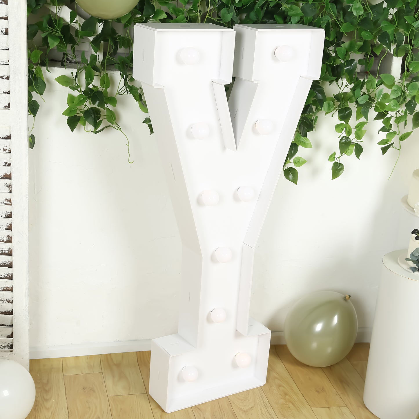 Giant LED Marquee Light Up Letter "Y", White 4ft Pre-Cut Foam Board with 10 Warm White Battery Operated LEDs, Glue Gun and Sticks