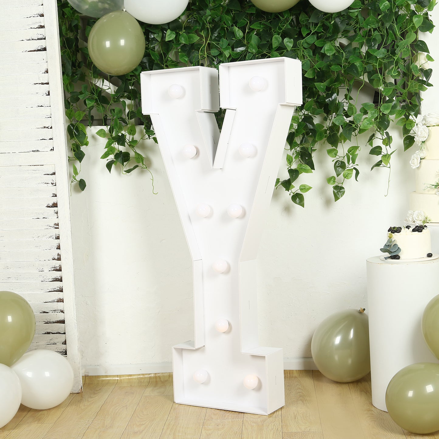 Giant LED Marquee Light Up Letter "Y", White 4ft Pre-Cut Foam Board with 10 Warm White Battery Operated LEDs, Glue Gun and Sticks