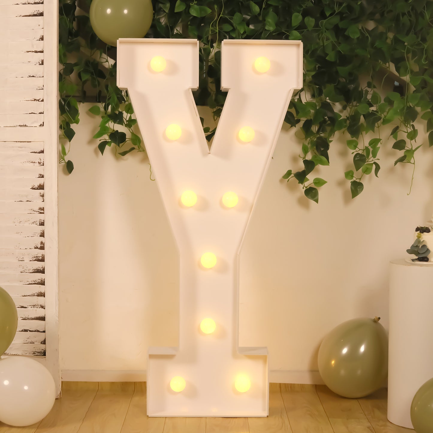Giant LED Marquee Light Up Letter "Y", White 4ft Pre-Cut Foam Board with 10 Warm White Battery Operated LEDs, Glue Gun and Sticks