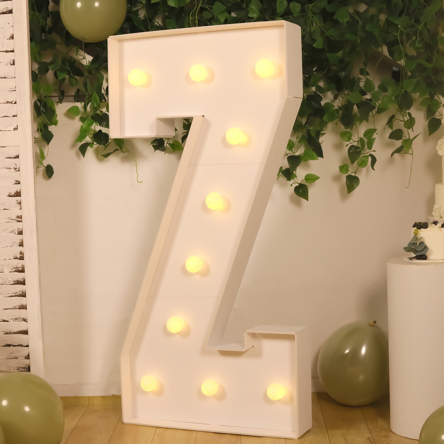 Giant LED Marquee Light Up Letter "Z", White 4ft Pre-Cut Foam Board with 10 Warm White Battery Operated LEDs, Glue Gun and Sticks
