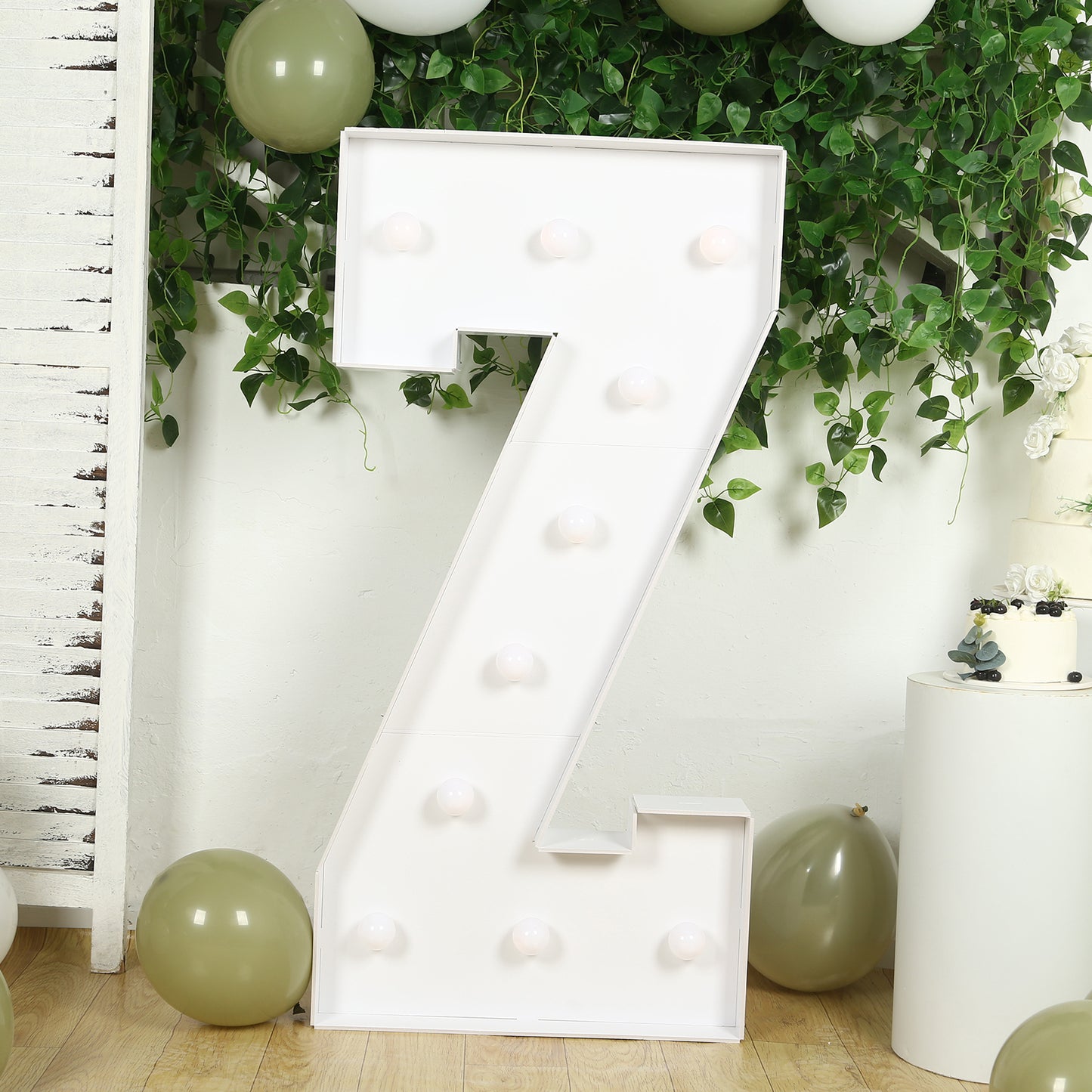 Giant LED Marquee Light Up Letter "Z", White 4ft Pre-Cut Foam Board with 10 Warm White Battery Operated LEDs, Glue Gun and Sticks