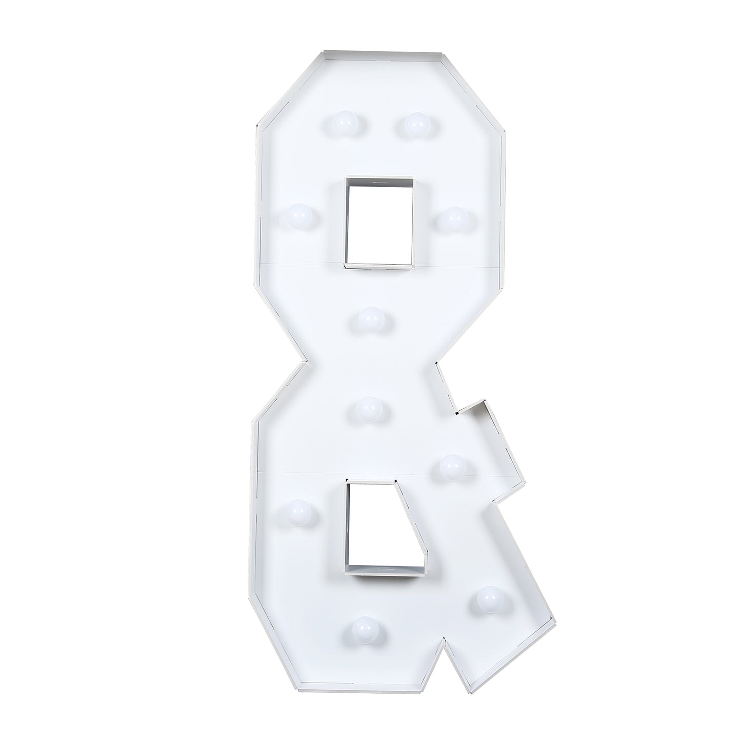 Giant LED Marquee Light Up Symbol "&", White 4ft Pre-Cut Foam Board with 10 Warm White Battery Operated LEDs, Glue Gun and Sticks