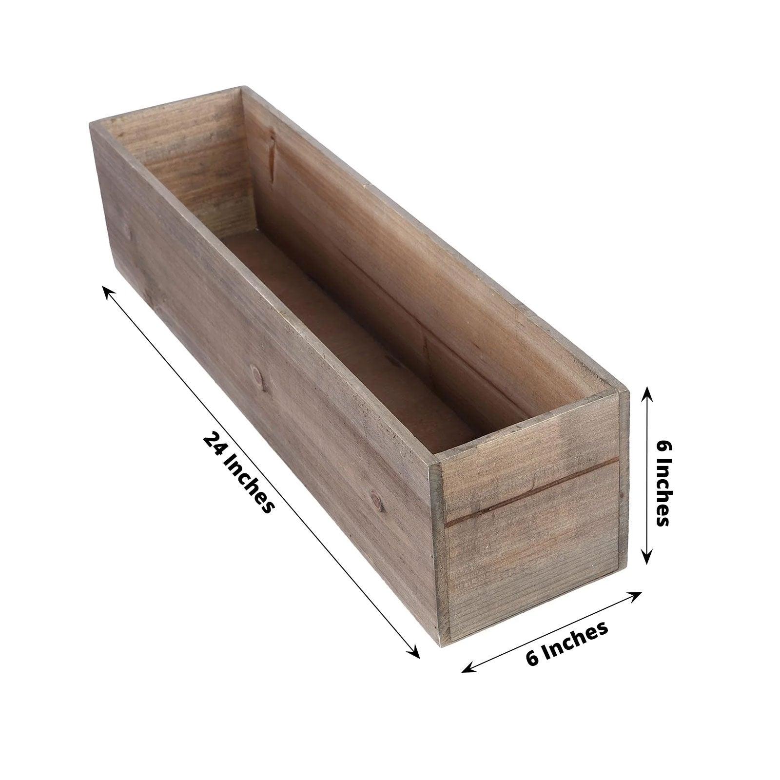 wood planter plastic liner Natural Wood Planter Box Rectangular 24"x6" With Plastic Liner