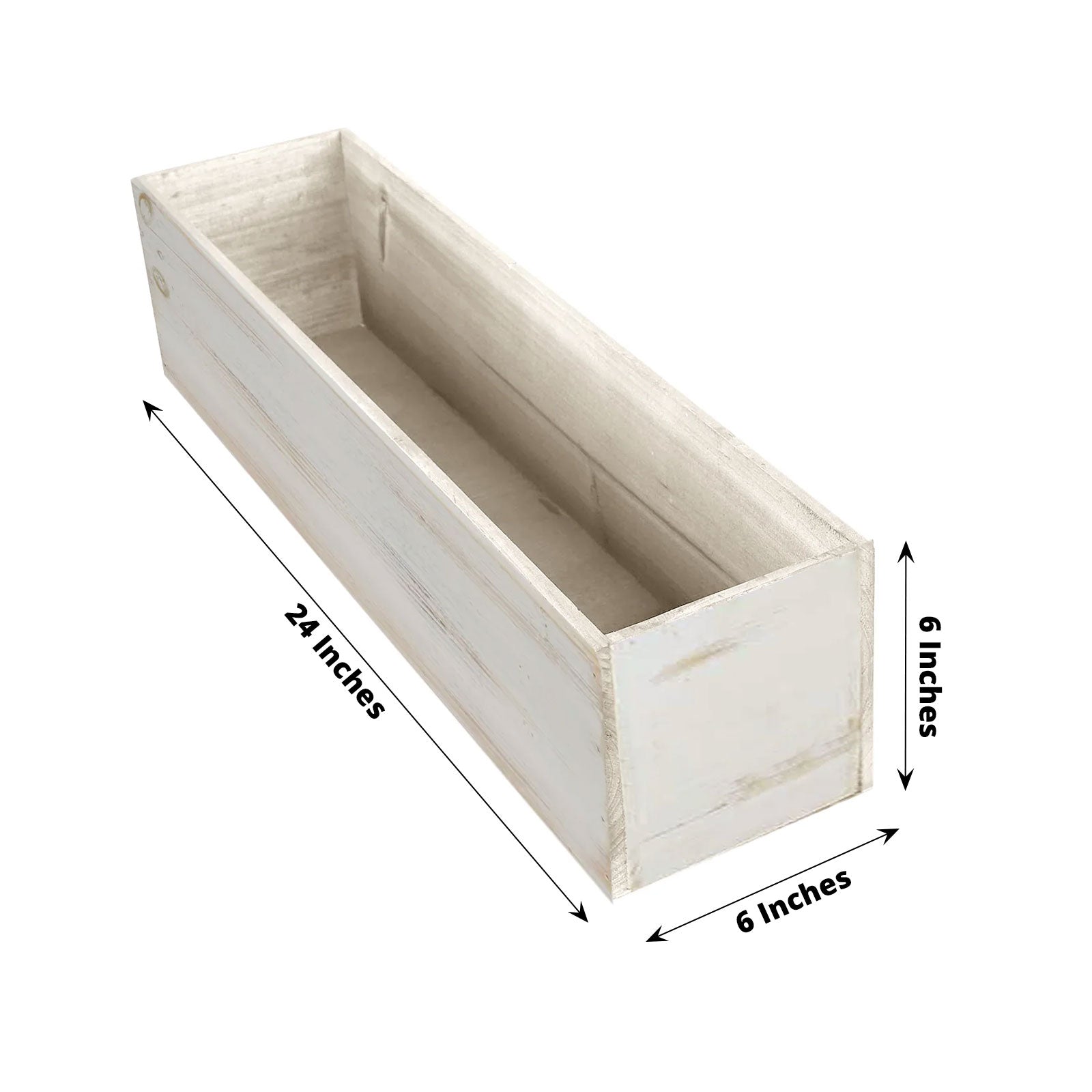 plastic liner planter box Whitewash Wood Planter Box Rectangular 24"x6" With Plastic Liner